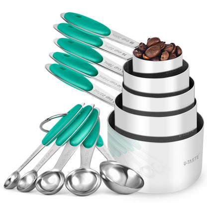 18/8 Stainless Steel Measuring Cups and Spoons Set 10 Pieces