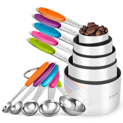 18/8 Stainless Steel Measuring Cups and Spoons Set 10 Pieces