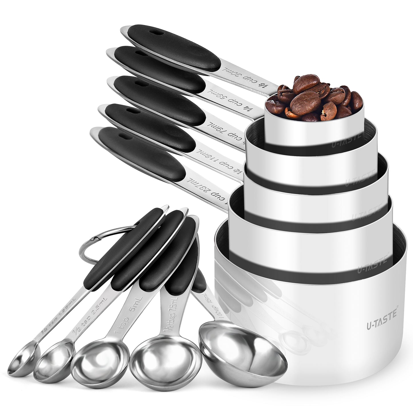 18/8 Stainless Steel Measuring Cups and Spoons Set 10 Pieces