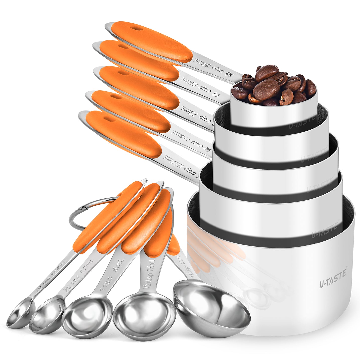 18/8 Stainless Steel Measuring Cups and Spoons Set 10 Pieces