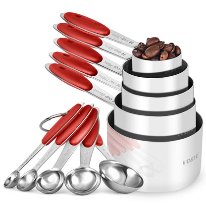 18/8 Stainless Steel Measuring Cups and Spoons Set 10 Pieces