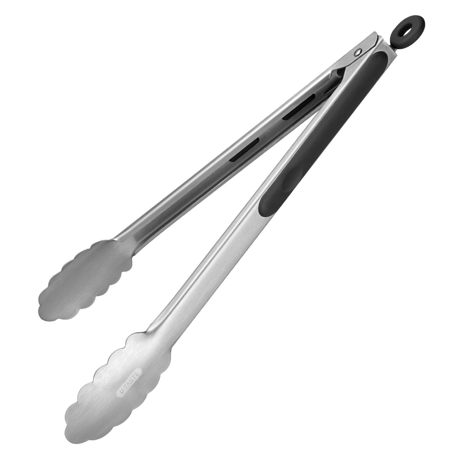 18/8 Stainless Steel Kitchen Tong with Sturdy Metal Tips & Non Slip Silicone Handle & Smooth Locking