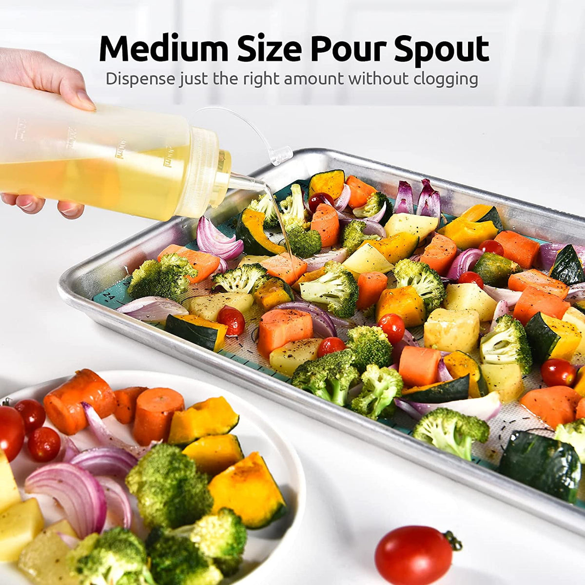 U-Taste Condiment Squeeze Bottles, Food Grade Plastic Sauce Container Squirt Bottle, Leakproof Oil Dispenser for Ketchup BBQ Salad Dressing, 16oz/6pcs