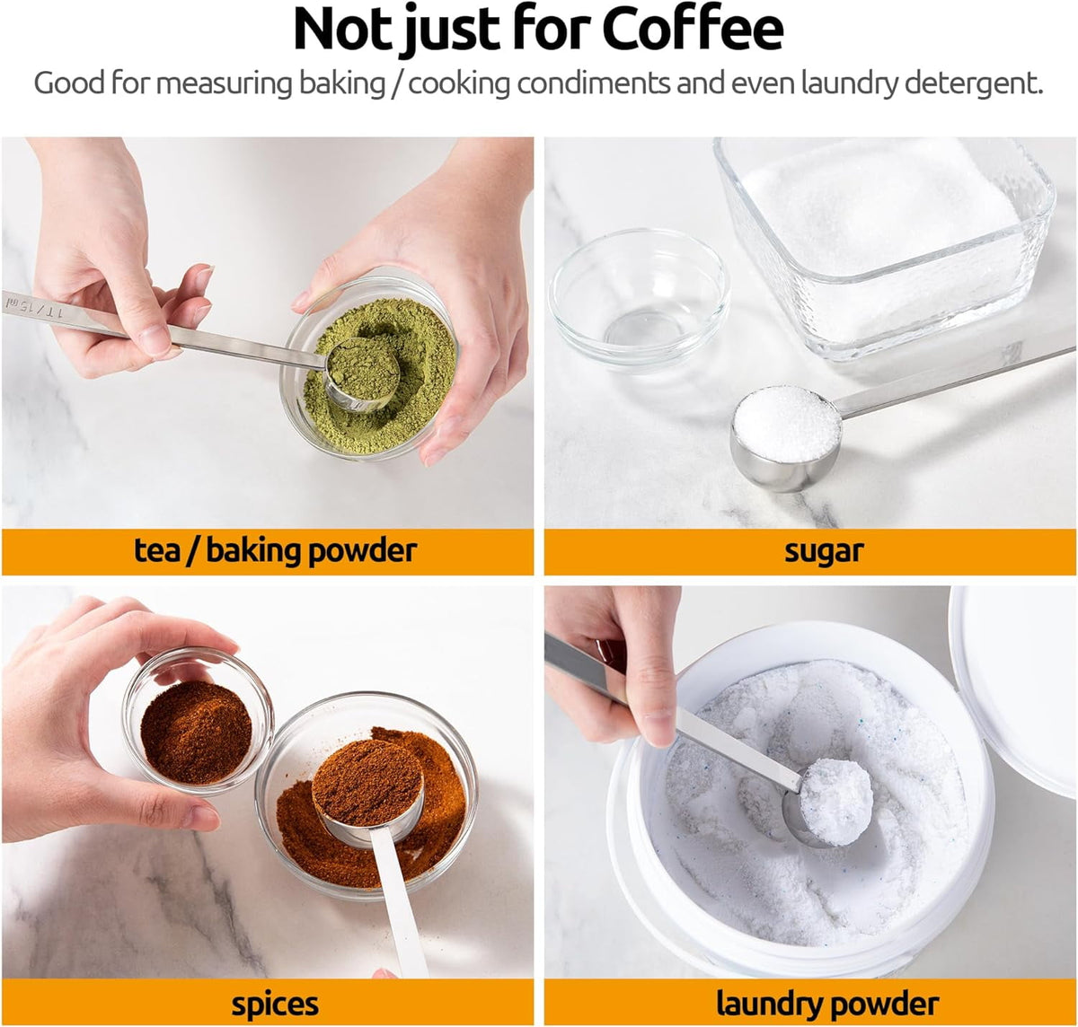 U-Taste Coffee Scoop 1 Tablespoon: 18/8 Stainless Steel Measuring Scooper for Ground Coffee Bean Espresso, 6.9in Extra Long Handle Metal Meaure Spoon