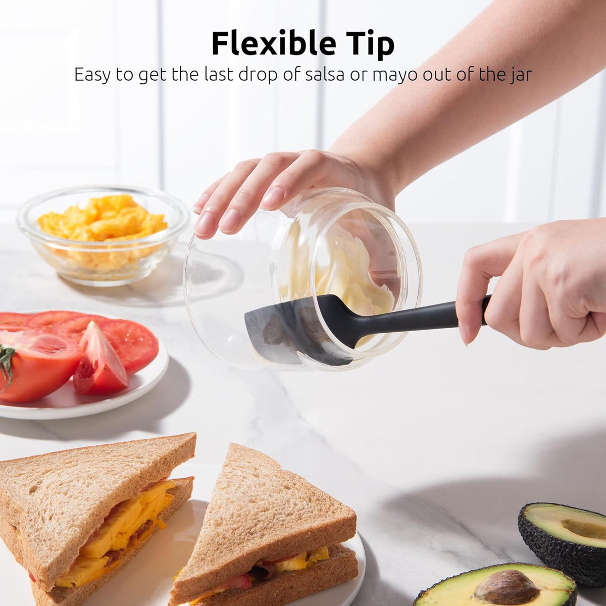 U-Taste Small Mini Silicone Spatula: 600ºF Heat-Resistant Food-Grade Tiny Jar Bowl Scraper, Non-Stick Seamless Flexible Baking Utensil, Black