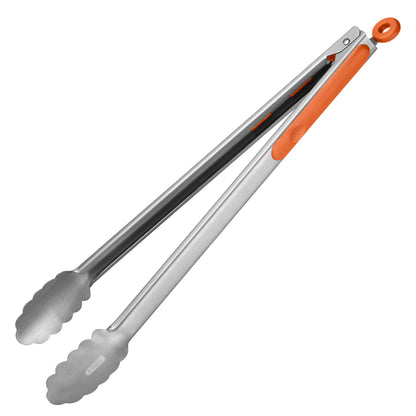 18/8 Stainless Steel Kitchen Tong with Sturdy Metal Tips & Non Slip Silicone Handle & Smooth Locking