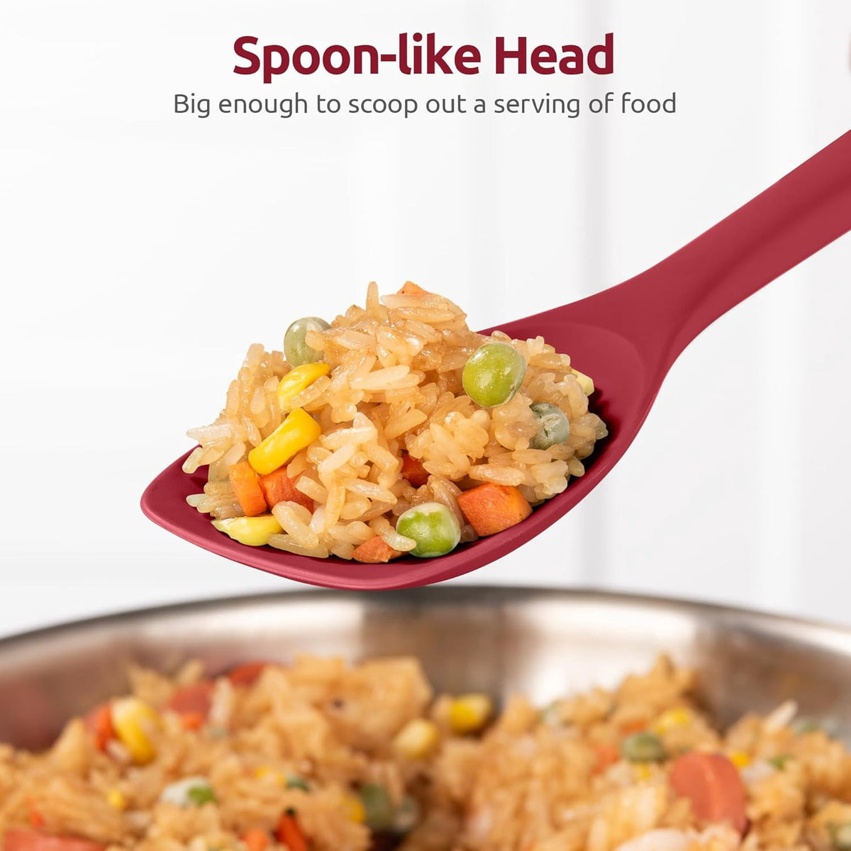 U-Taste 600ºF Heat Resistant Silicone Cooking Spoons Set, Baking Spoon Spatula & Cooking Scoop Spoonula, Kitchen Utensils for Serving Scooping, Red