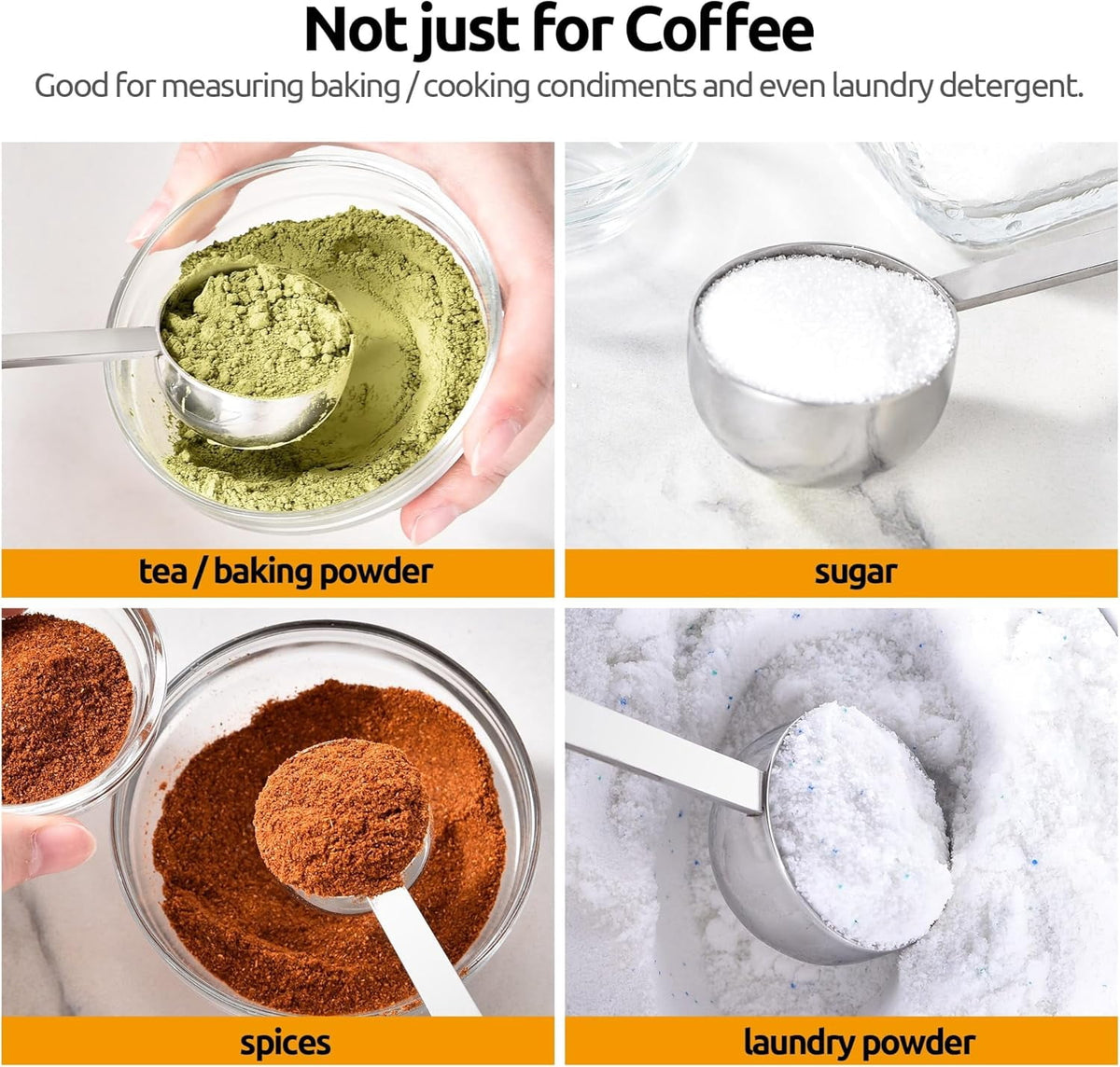 U-Taste Coffee Scoop 2 Tablespoon: 18/8 Stainless Steel Measuring Scooper for Ground Coffee Bean Espresso, 4.3in Long Handle Metal Meauring Spoon