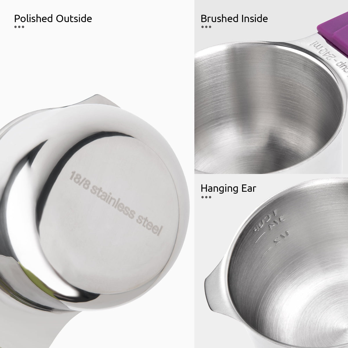 U-Taste 18/8 Stainless Steel Magnetic Measuring Cups and Spoons Set: 13-Piece Metal Stackable Kitchen Measure Set for Baking Cooking, Multicolor