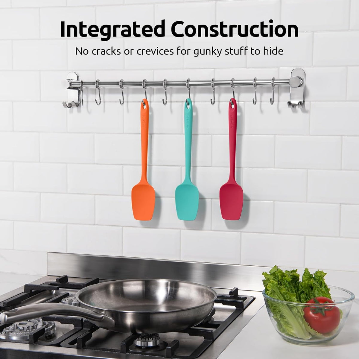 U-Taste Silicone Spoon Spatula Set of 3, 600°F Heat Resistant Food Grade Cooking Mixing Spoons, Kitchen Utensils Set for Nonstick Cookware, Colorful