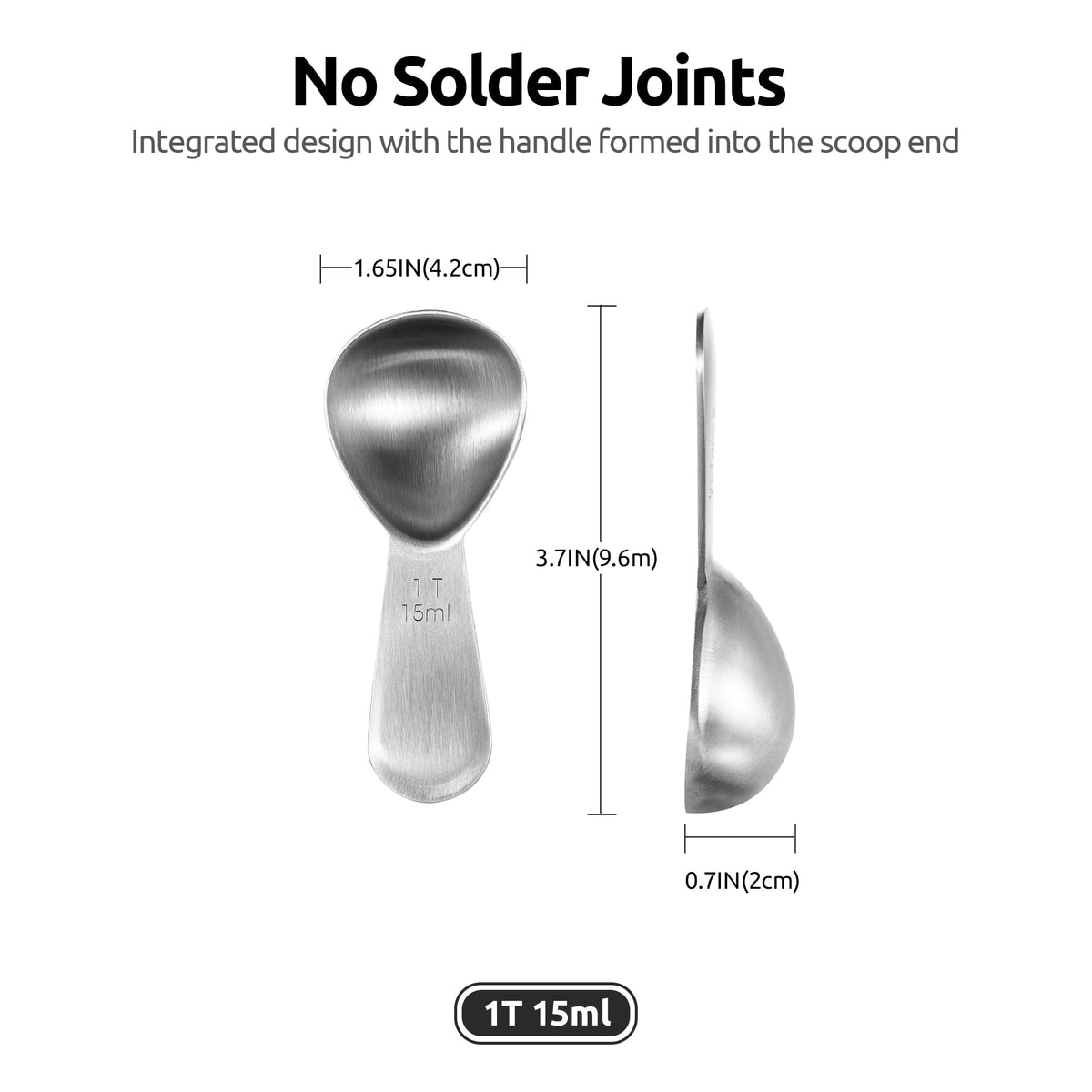 U-Taste 18/8 Stainless Steel Coffee Scoop, Durable Metal Measuring Spoon for Ground Coffee Bean, Short Handle Tablespoon Scooper, 1 Tbsp Scoop
