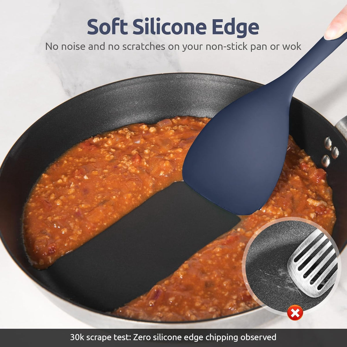 U-Taste 600ºF Heat Resistant Wok Spatula: Silicone Stir Fry Cooking Utensils with Flexible Edge & Sturdy Core, 13.76" Long 3.63" Wide , Midnight Blue