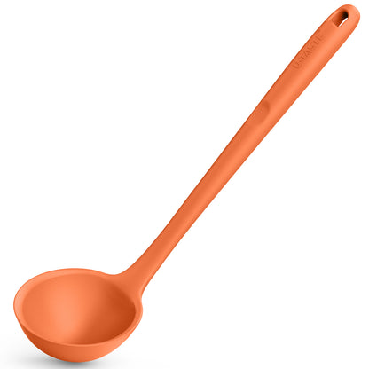 13 inch Heat Resistant Silicone Soup Ladle with Non-slip Solid Long Handle, 4 oz Large, Platinum-Cured