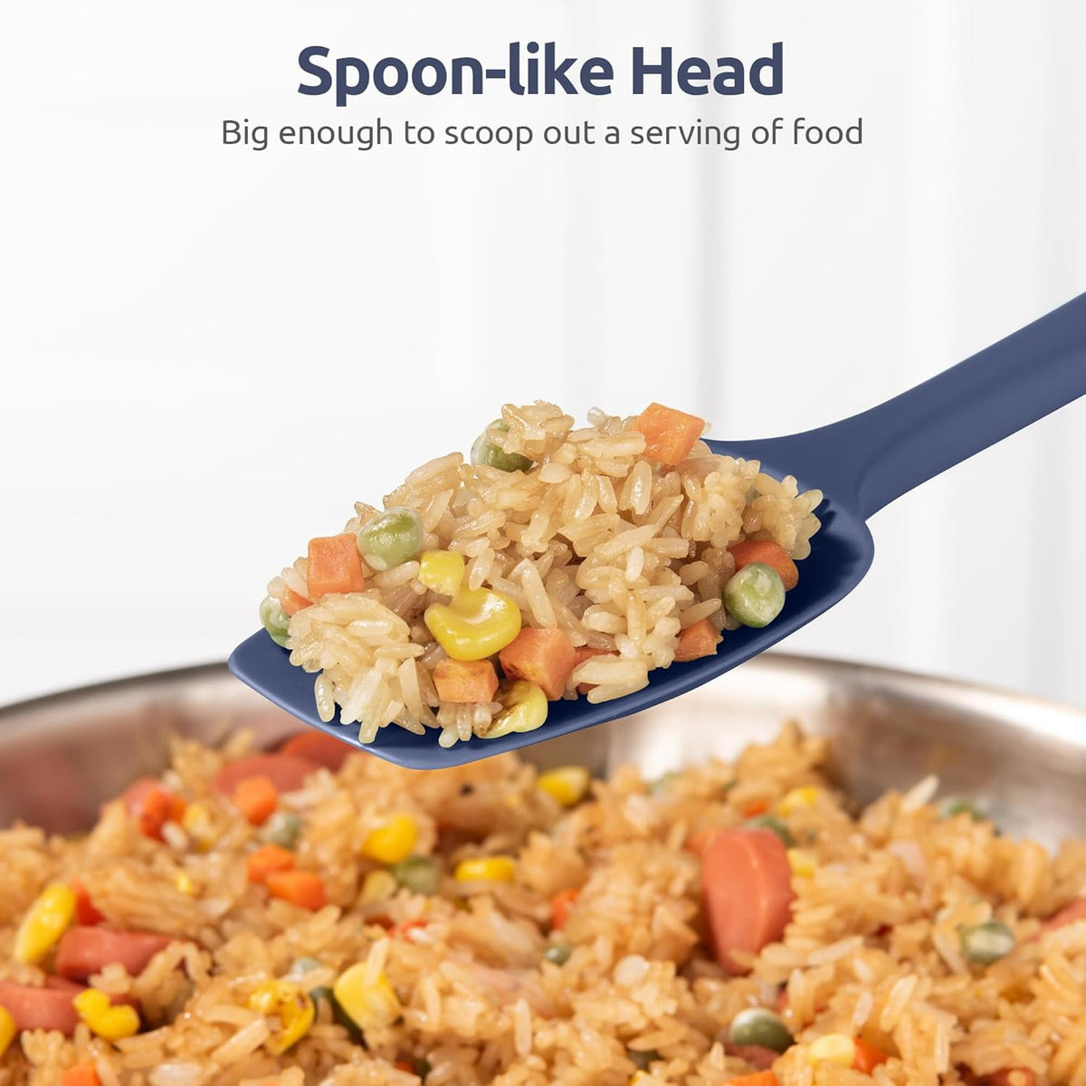 U-Taste 600ºF Heat Resistant Silicone Cooking Spoons Set, Baking Spoon Spatula & Cooking Scoop Spoonula, Kitchen Utensils for Serving, Midnight Blue