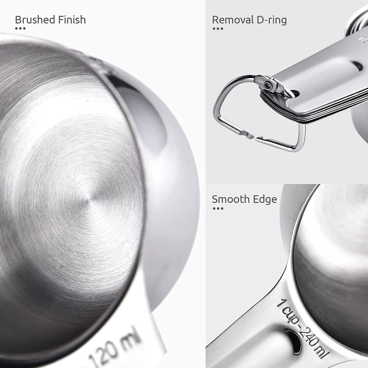U-Taste Measuring Cups and Spoons Set, 18/8 Stainless Steel Kitchen Gadgets (7 Metal Measure Cups, 7 Measuring Spoons, 1 Magnetic Conversion Chart)