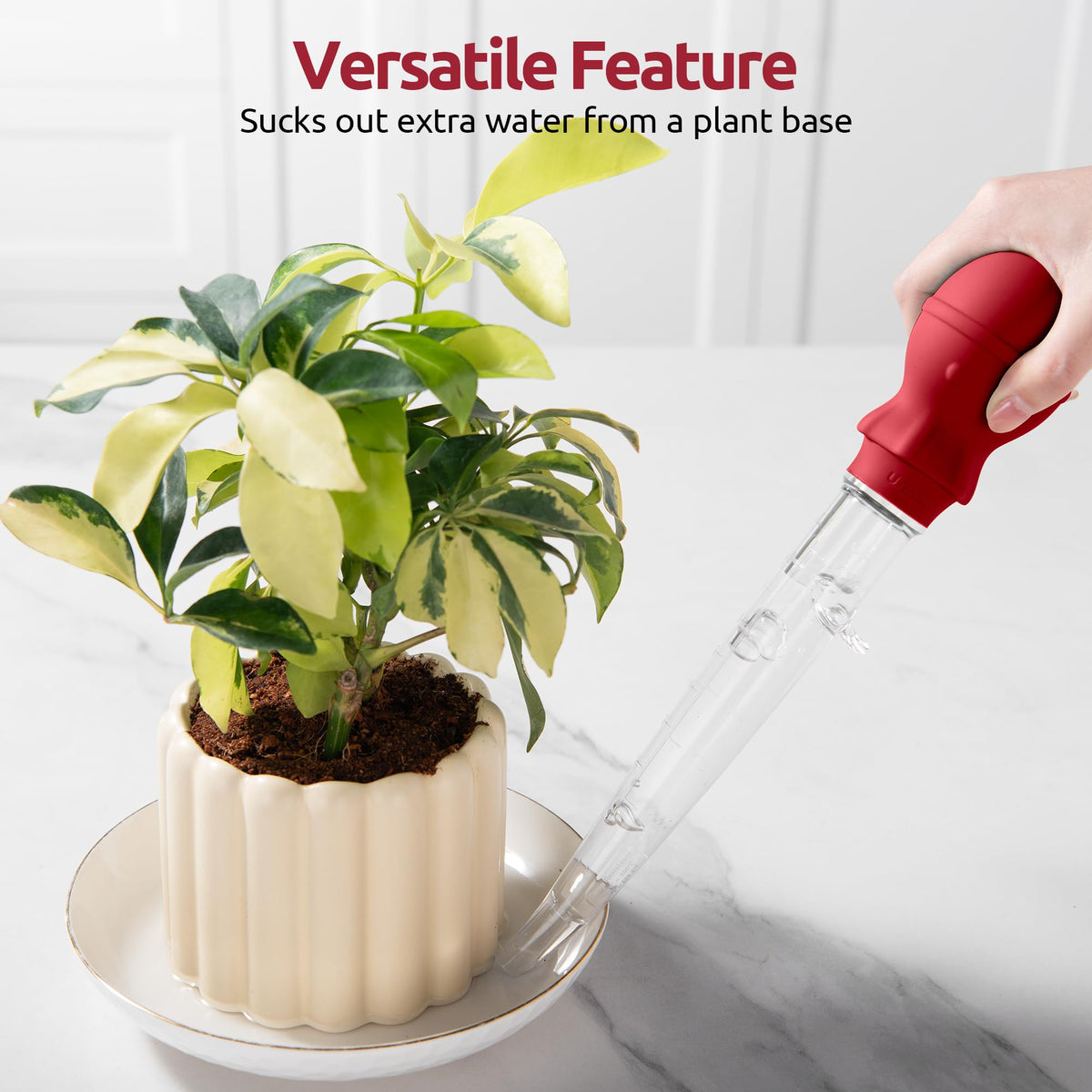U-Taste 1.5oz Angled Turkey Baster for Cooking, 228.2°F Heat Resistant Food Grade Tritan & Silicone Octopus Bulb Baster, with a Cleaning Brush, Red