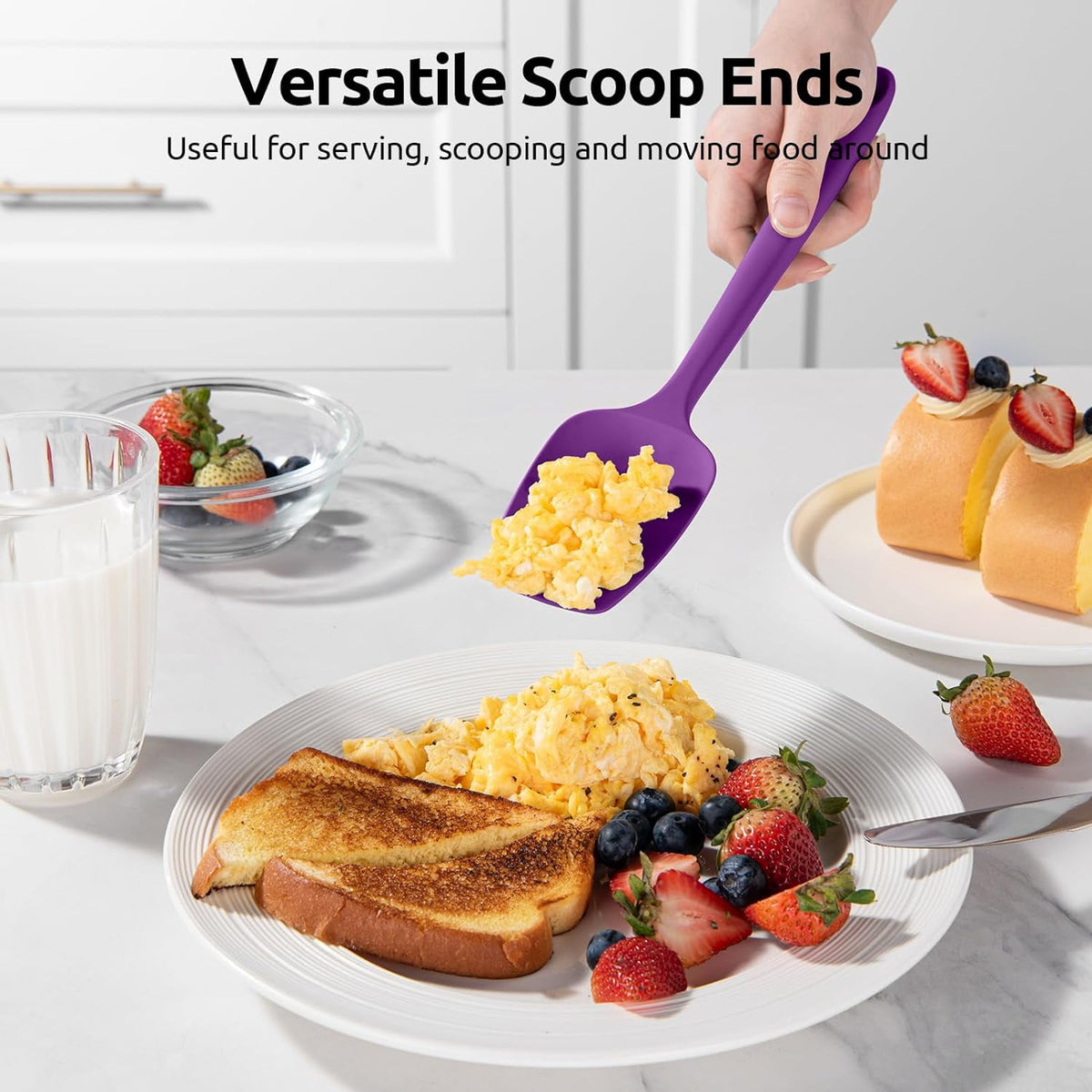 U-Taste Silicone Spatula Set of 4, 600°F High Heat Resistant Kitchen Cooking Utensils Baking Supplies, Food Grade Seamless Rubber Scraper, Colorful