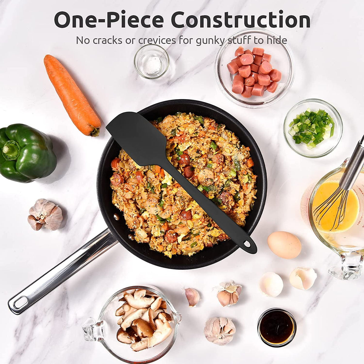 U-Taste Silicone Large Spatula, 600ºF High Heat Resistant Food Grade Rubber Seamless Bowl Scraper for Kitchen Cooking Baking Mixing, 11.38in, Black