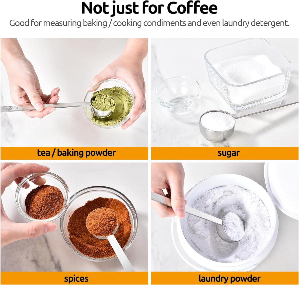 U-Taste Coffee Scoop 2 Tablespoon: 18/8 Stainless Steel Measuring Scooper for Ground Coffee Bean Espresso, 6.9in Extra Long Handle Metal Meaure Spoon