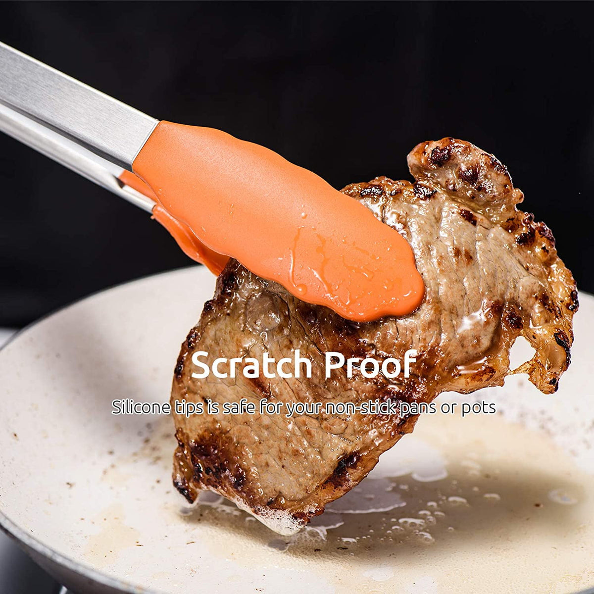 U-Taste 600ºF Heat-Resistant Kitchen Tongs for Cooking, Silicone Tong Utensils Set for Food Serving, Rubber Salad/Grill/BBQ Tongs, 7/9/12in, Orange