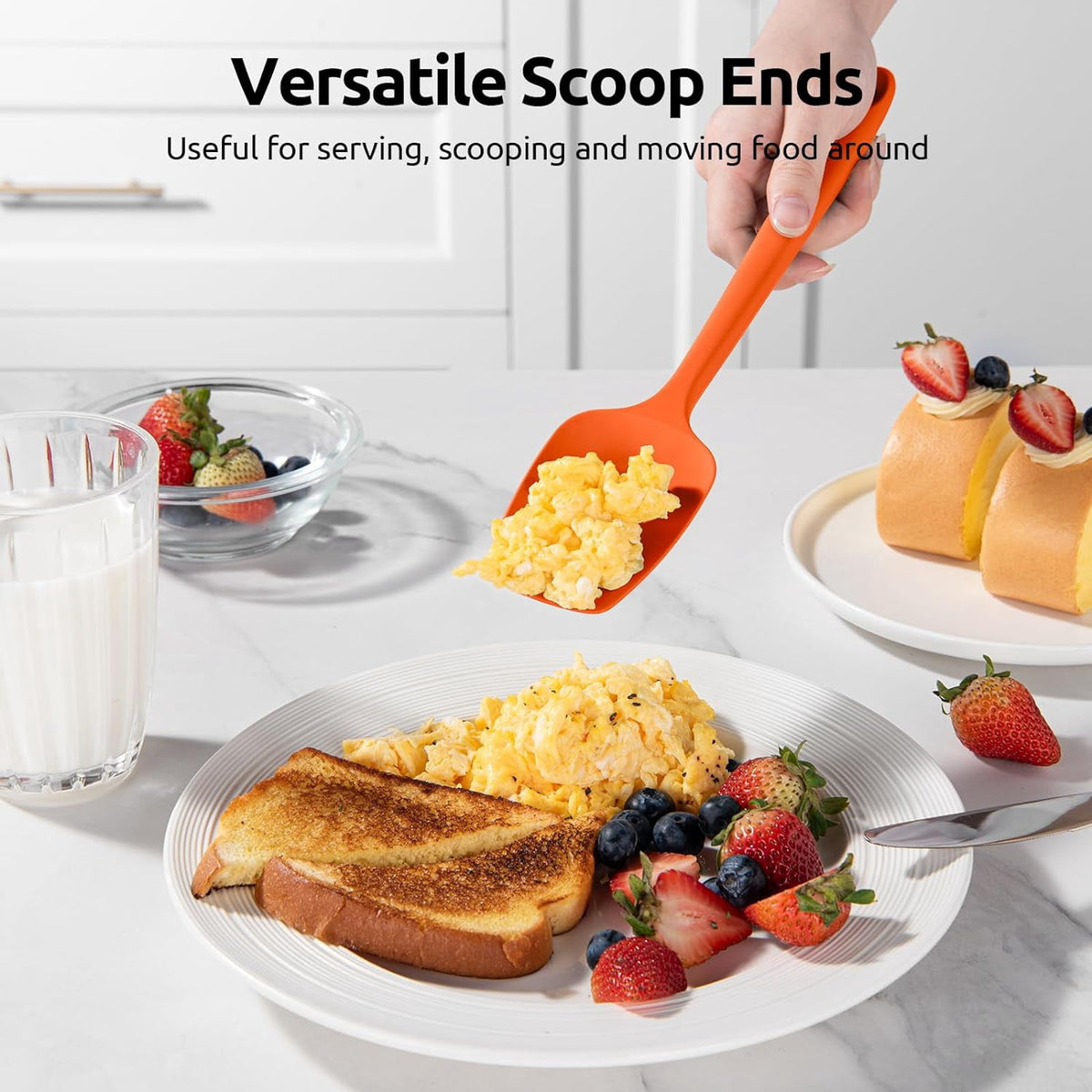 U-Taste Silicone Spatula Set of 3, 600°F High Heat Resistant Kitchen Cooking Utensils Baking Supplies, Food Grade Seamless Rubber Scraper, Colorful