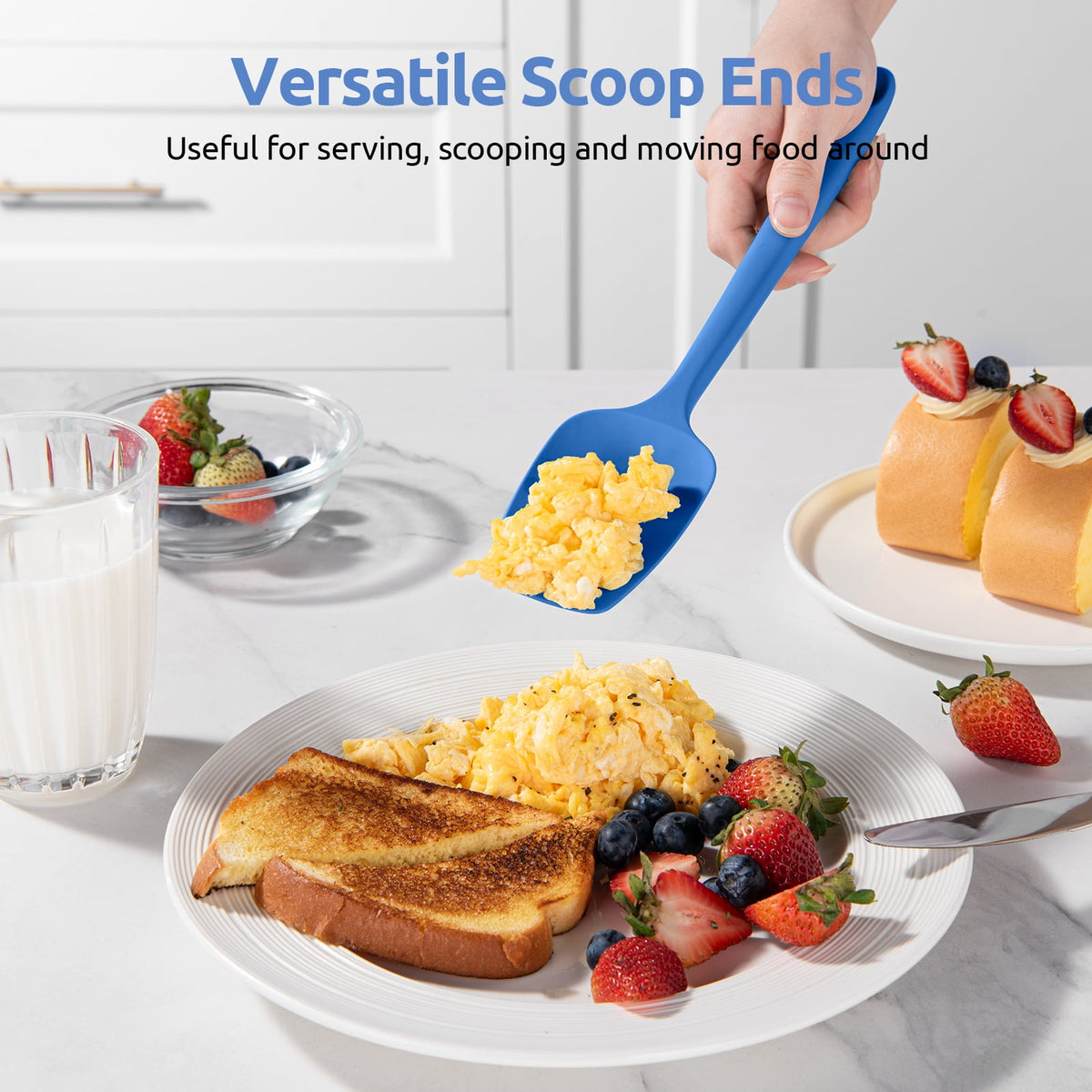 U-Taste Silicone Spoon Spatula Set of 3, 600°F Heat Resistant Food Grade Cooking Mixing Spoons, Kitchen Utensils Set for Nonstick Cookware, Multicolor