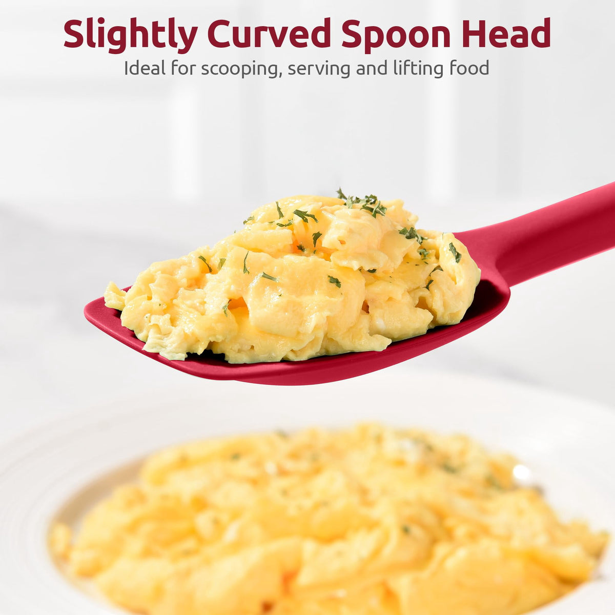 U-Taste 14in Extra Long Spoon Spatula: 600ºF Heat Resistant Silicone Spoonula Cooking Utensils for Kitchen Use, Non-Stick Scoop Scraper, Red
