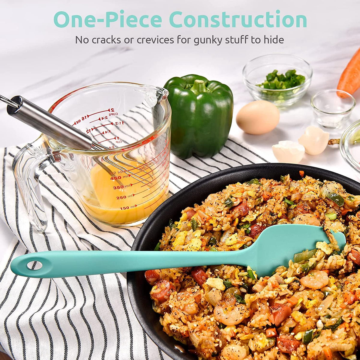 U-Taste Silicone Spoon Spatula, 600ºF High Heat Resistant Kitchen Spoons for Cooking Mixing Stirring, 11.38in Food Grade Rubber Spoonula, Aqua Sky