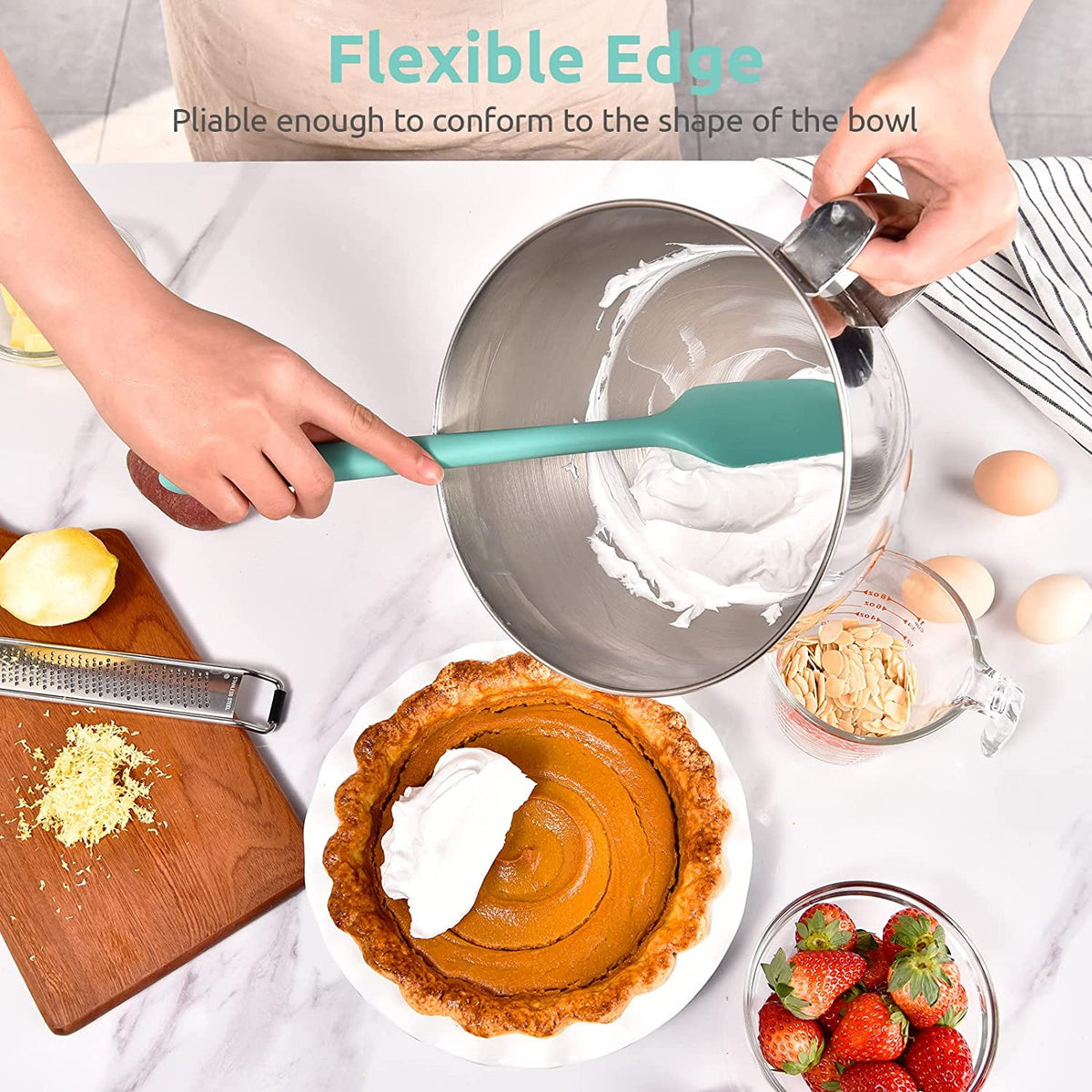 U-Taste 14in Extra Large Silicone Spatula, 600°F Heat Resistant Food Grade, Flexible Rubber Bowl Scraper for Kitchen Baking Cooking Mixing, Aqua Sky