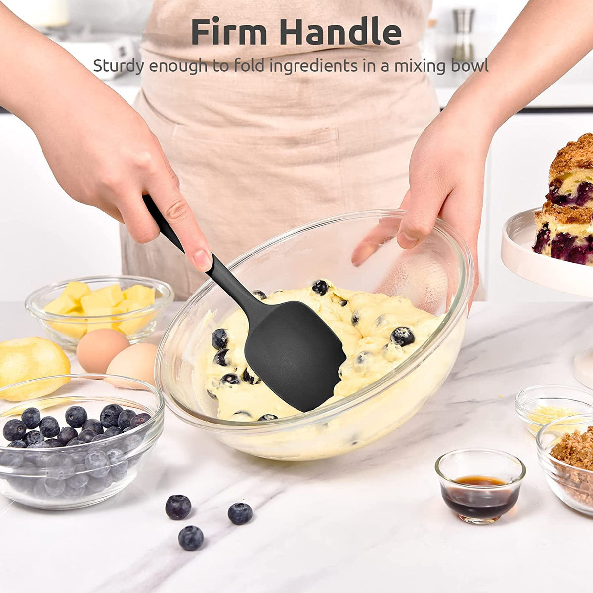 U-Taste Silicone Spoon Spatula, 600ºF High Heat Resistant Kitchen Spoons for Cooking Mixing Stirring, 11.38in Food Grade Rubber Spoonula Scoop, Black