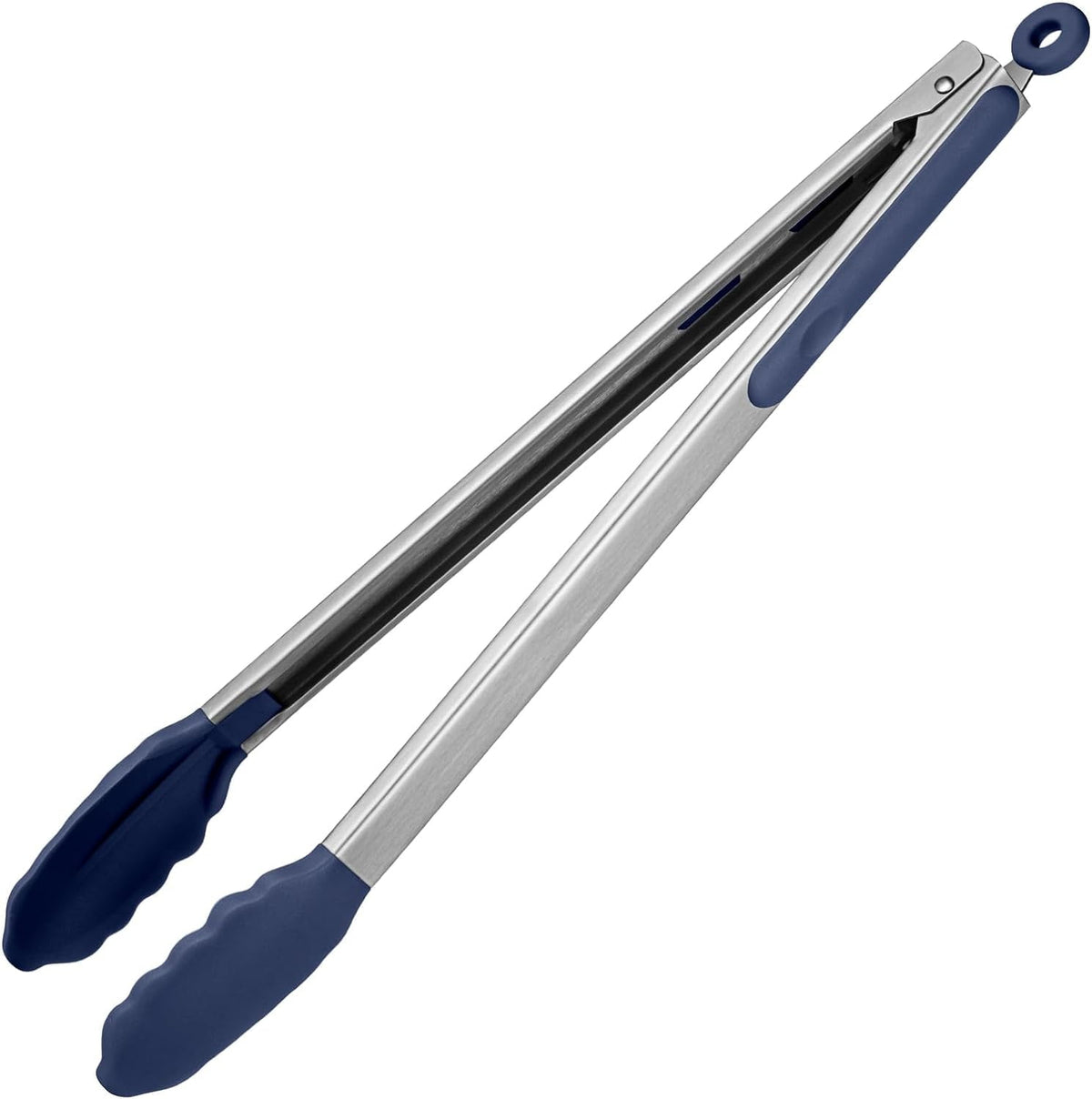 U-Taste Kitchen Tong for Cooking, 600ºF Heat-Resistant Silicone Tips, Extra Long Large Food Tong for Outdoor BBQ Grilling Grabbing, 16in/Midnight Blue