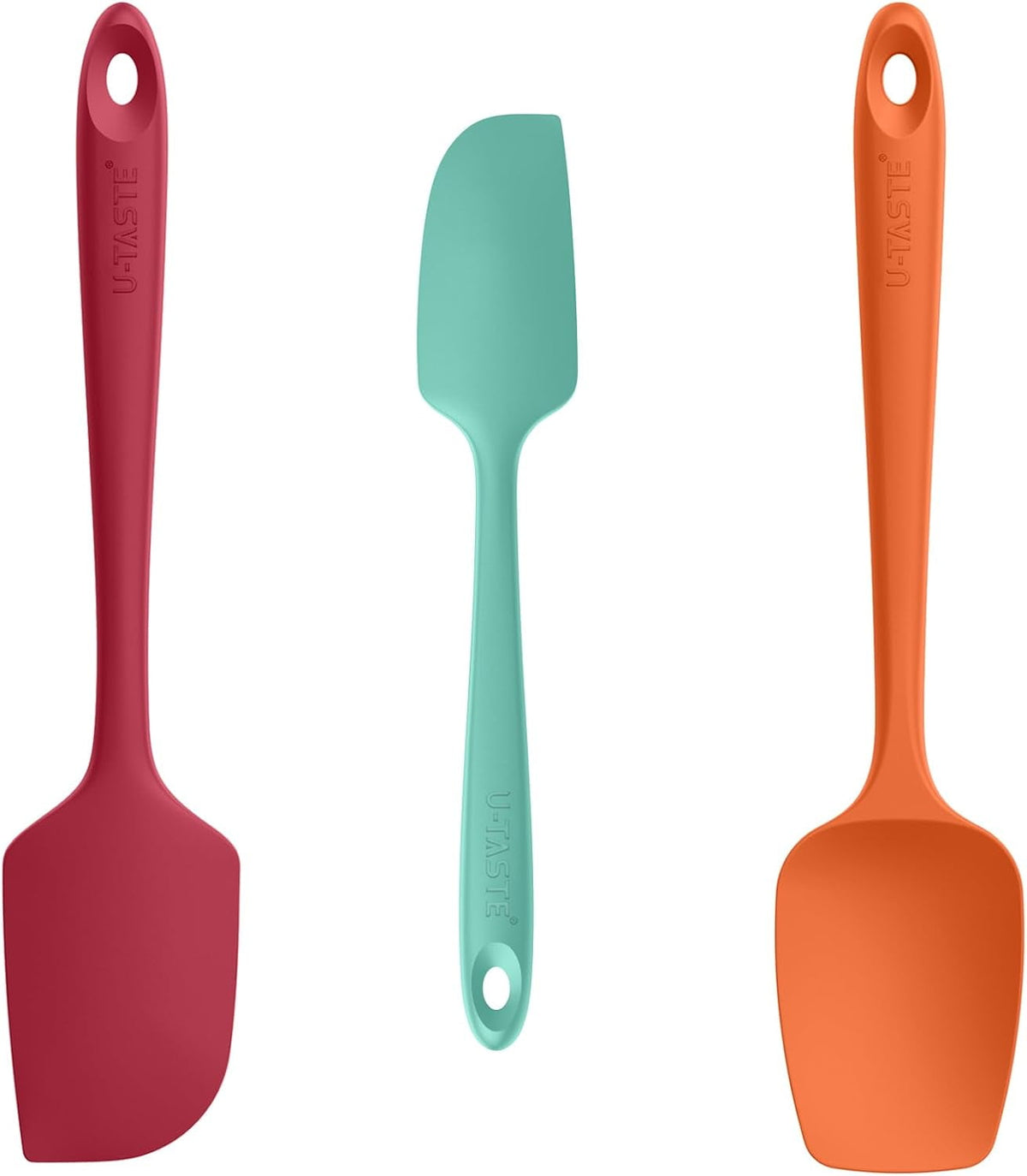 U-Taste Silicone Spatula Set of 3, 600°F High Heat Resistant Kitchen Cooking Utensils Baking Supplies, Food Grade Seamless Rubber Scraper, Colorful