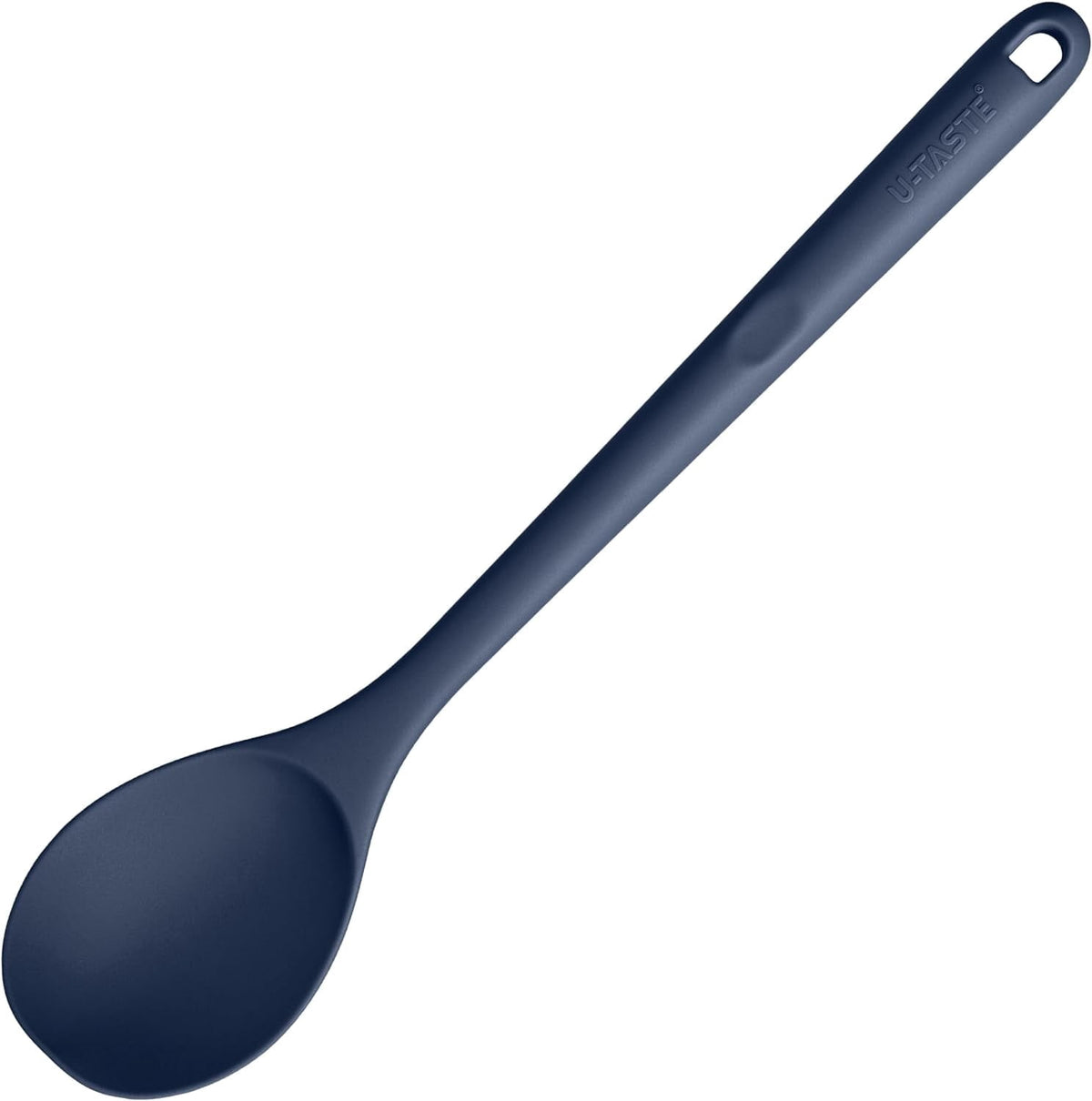 U-Taste 600°F Heat Resistant Silicone Cooking Spoon, 13.3" Long Large Mixing Spoon, Rubber Kitchen Utensil for Stirring/Basting/Serving, Midnight Blue