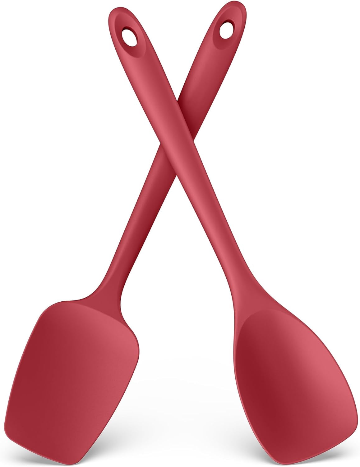 U-Taste 600ºF Heat Resistant Silicone Cooking Spoons Set, Baking Spoon Spatula & Cooking Scoop Spoonula, Kitchen Utensils for Serving Scooping, Red
