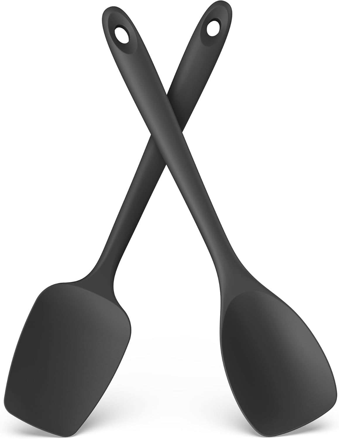 U-Taste 600ºF Heat Resistant Silicone Cooking Spoons Set, Baking Spoon Spatula & Cooking Scoop Spoonula, Kitchen Utensils for Serving Scooping, Black