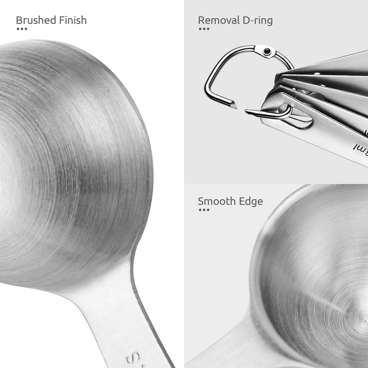 U-Taste 18/8 Stainless Steel Measuring Spoons Set of 8: 1/4 Tsp, 1/2 Tsp, 1 Tsp, 1/2 Tbsp, 1 Tbsp for Kitchen Dry and Liquid Ingredients