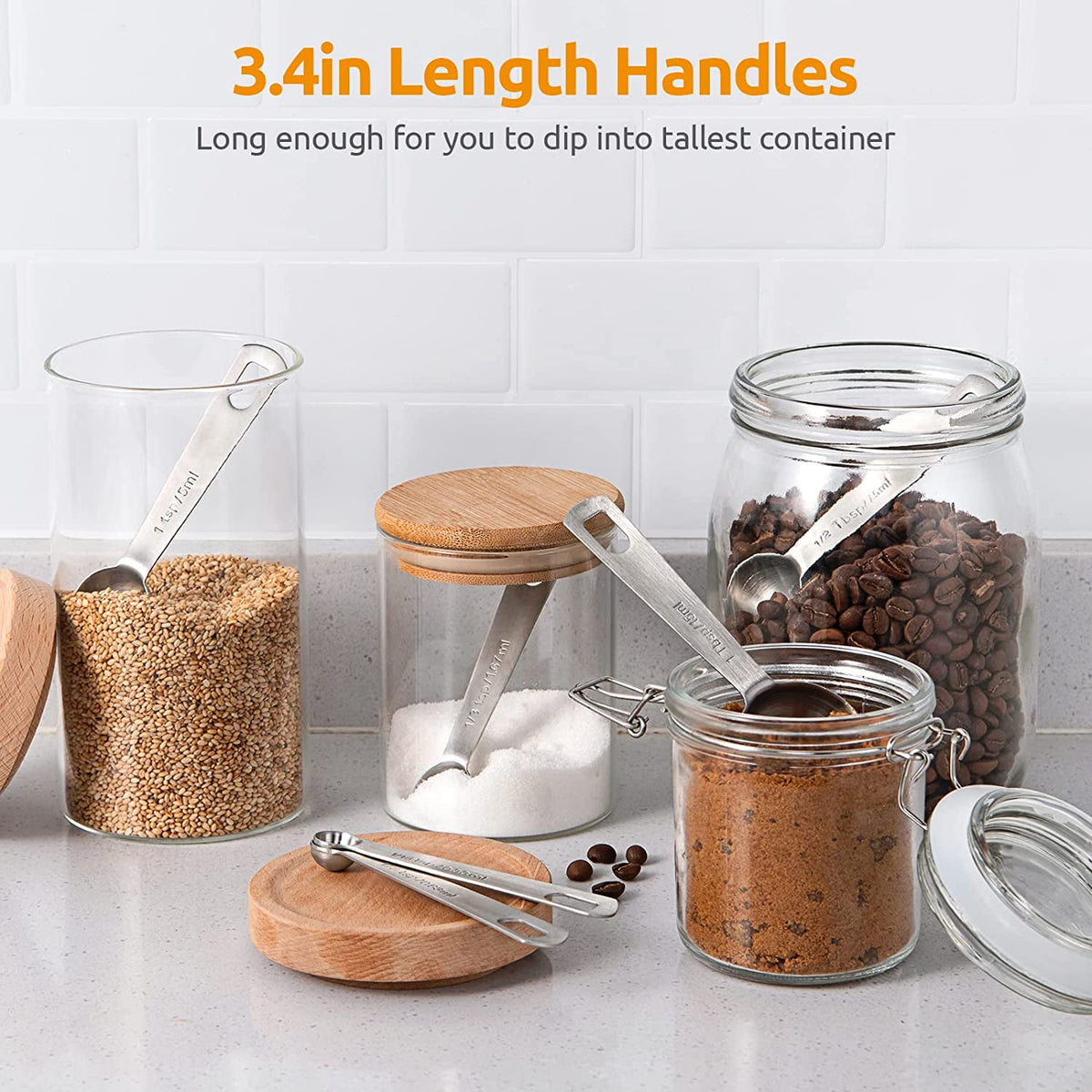 U-Taste 18/8 Stainless Steel Metal Measuring Spoons Set of 9: 1/16 Tsp, 1/8 Tsp, 1/4 Tsp, 1/3 Tsp, 1/2 Tsp, 3/4 Tsp, 1 Tsp, 1/2 Tbsp, 1 Tbsp