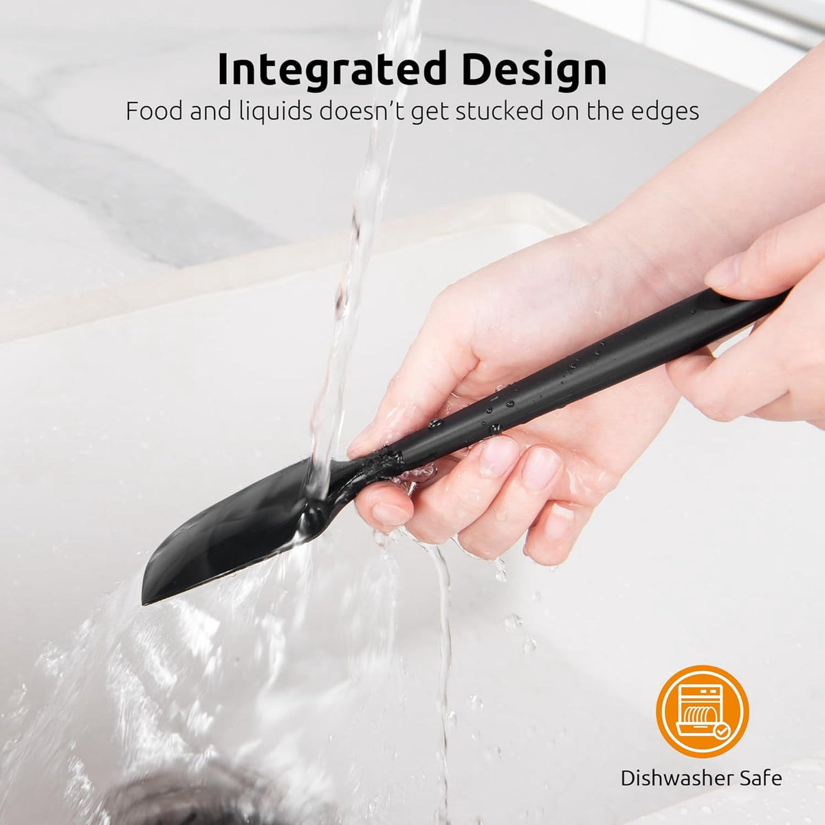 U-Taste Small Mini Silicone Spatula: 600ºF Heat-Resistant Food-Grade Tiny Jar Bowl Scraper, Non-Stick Seamless Flexible Baking Utensil, Black