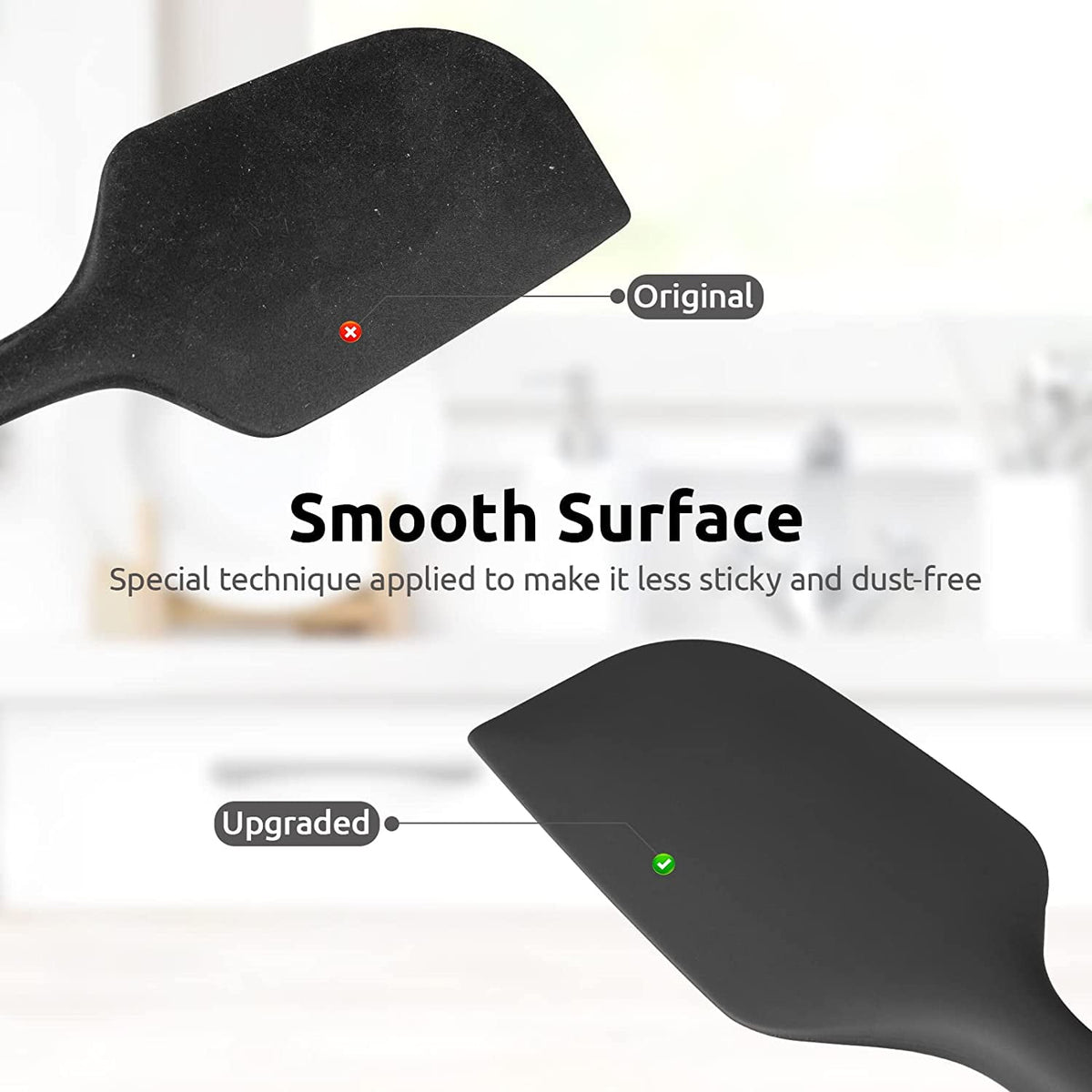 U-Taste 14in Extra Large Silicone Spatula, 600°F Heat Resistant Food Grade, Flexible Rubber Bowl Scraper for Kitchen Baking Cooking Mixing, Black