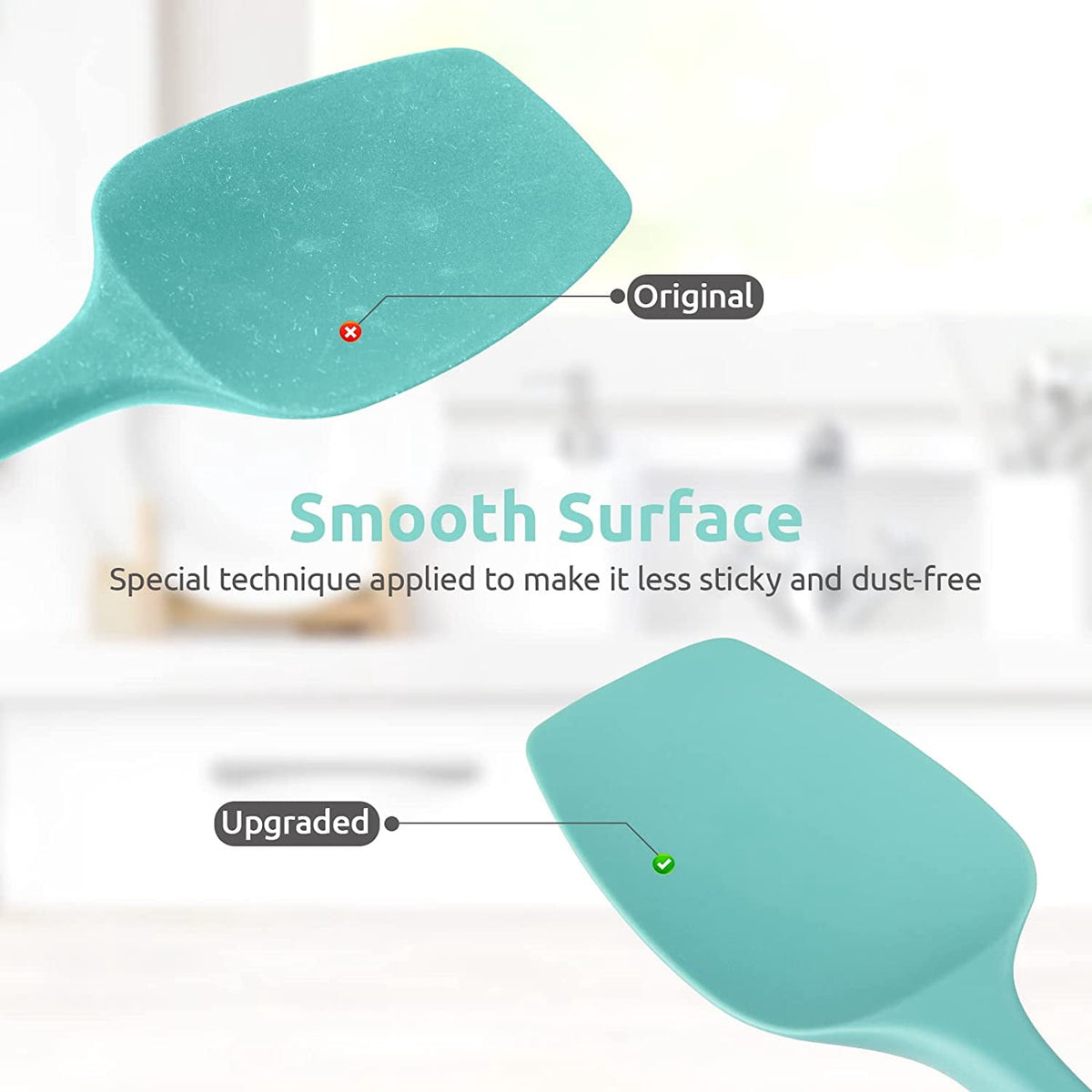 U-Taste Silicone Spoon Spatula, 600ºF High Heat Resistant Kitchen Spoons for Cooking Mixing Stirring, 11.38in Food Grade Rubber Spoonula, Aqua Sky