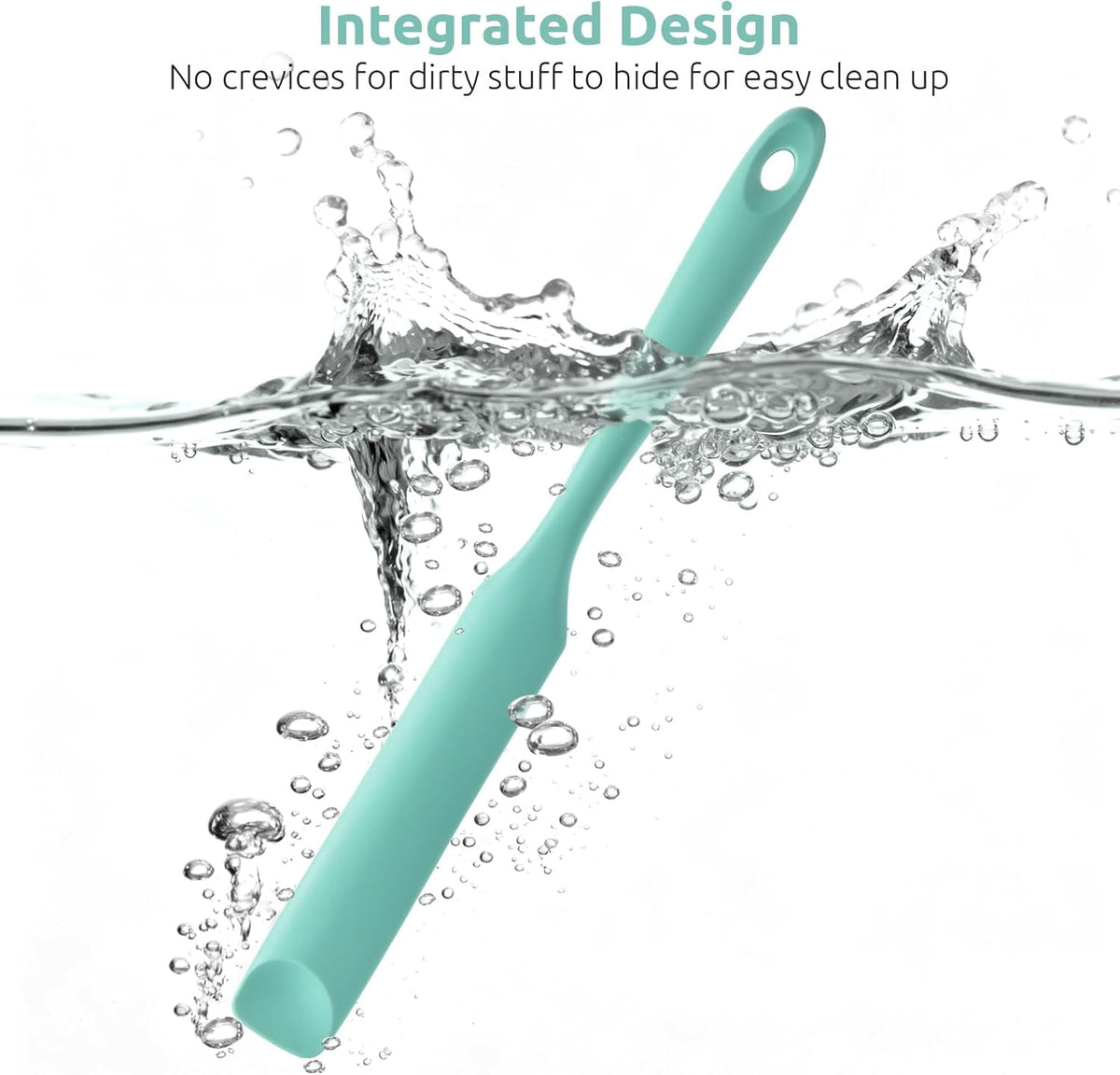 U-Taste Silicone Jar Spatula for Sourdough Starter: Long Skinny Food-Grade Jam Spreader, Sturdy Stirring Stick with Flexible Spoon Tip, Aqua Sky