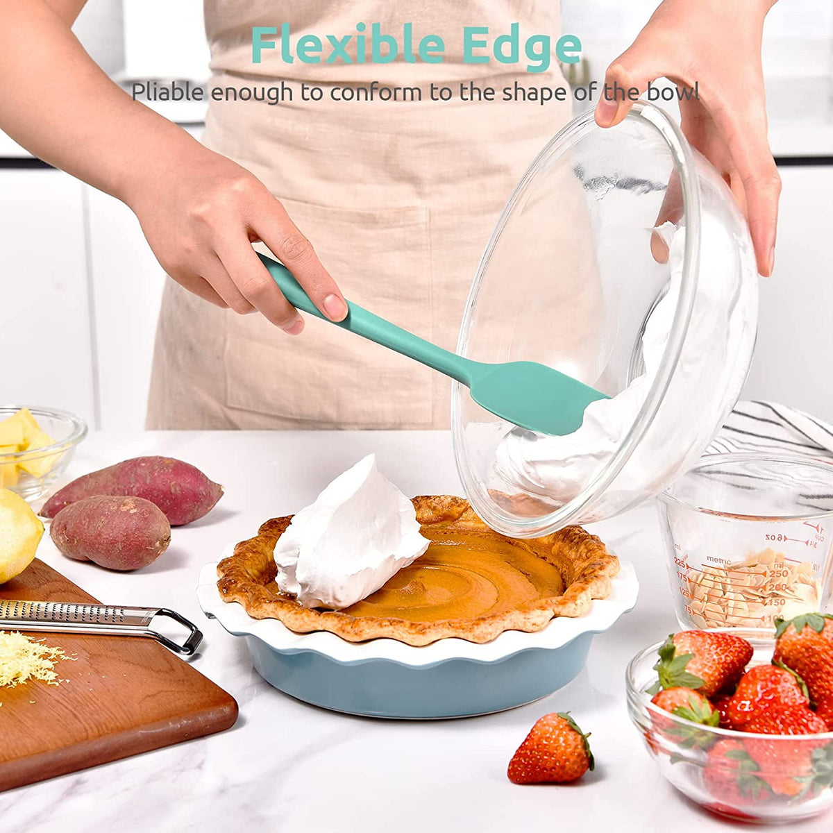 U-Taste Silicone Spoon Spatula, 600ºF High Heat Resistant Kitchen Spoons for Cooking Mixing Stirring, 11.38in Food Grade Rubber Spoonula, Aqua Sky