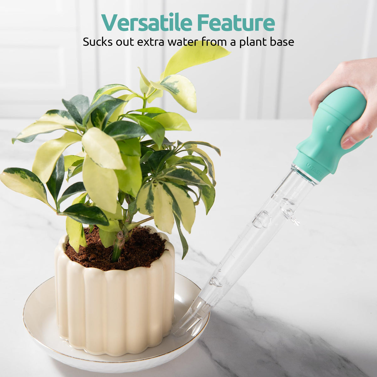 U-Taste 1.5oz Angled Turkey Baster for Cooking, 228.2°F Heat Resistant Food Grade Tritan & Silicone Octopus Bulb Baster, with Cleaning Brush, Aqua Sky