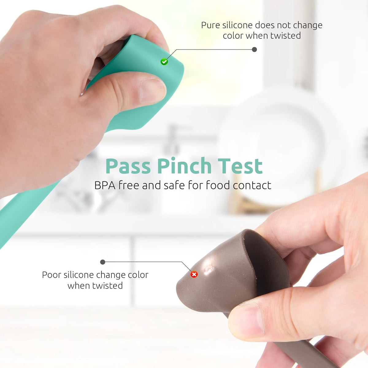 U-Taste Small Mini Silicone Spatula: 600ºF Heat-Resistant Food-Grade Tiny Jar Bowl Scraper, Non-Stick Seamless Flexible Baking Utensil, Aqua Sky