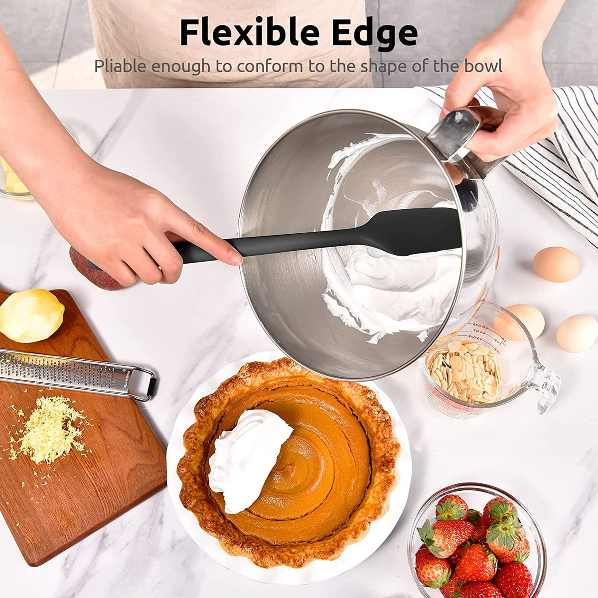 U-Taste 14in Extra Large Silicone Spatula, 600°F Heat Resistant Food Grade, Flexible Rubber Bowl Scraper for Kitchen Baking Cooking Mixing, Black