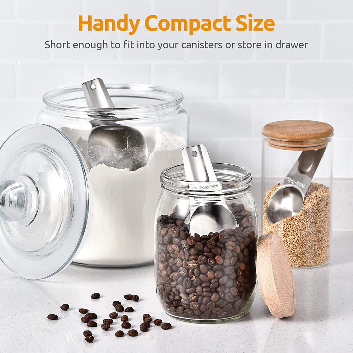 U-Taste Metal Measuring Cups Set of 7, 18/8 Stainless Steel Kitchen Gadgets for Cooking Baking Dry and Liquid Ingredients, Stackable Nesting Design