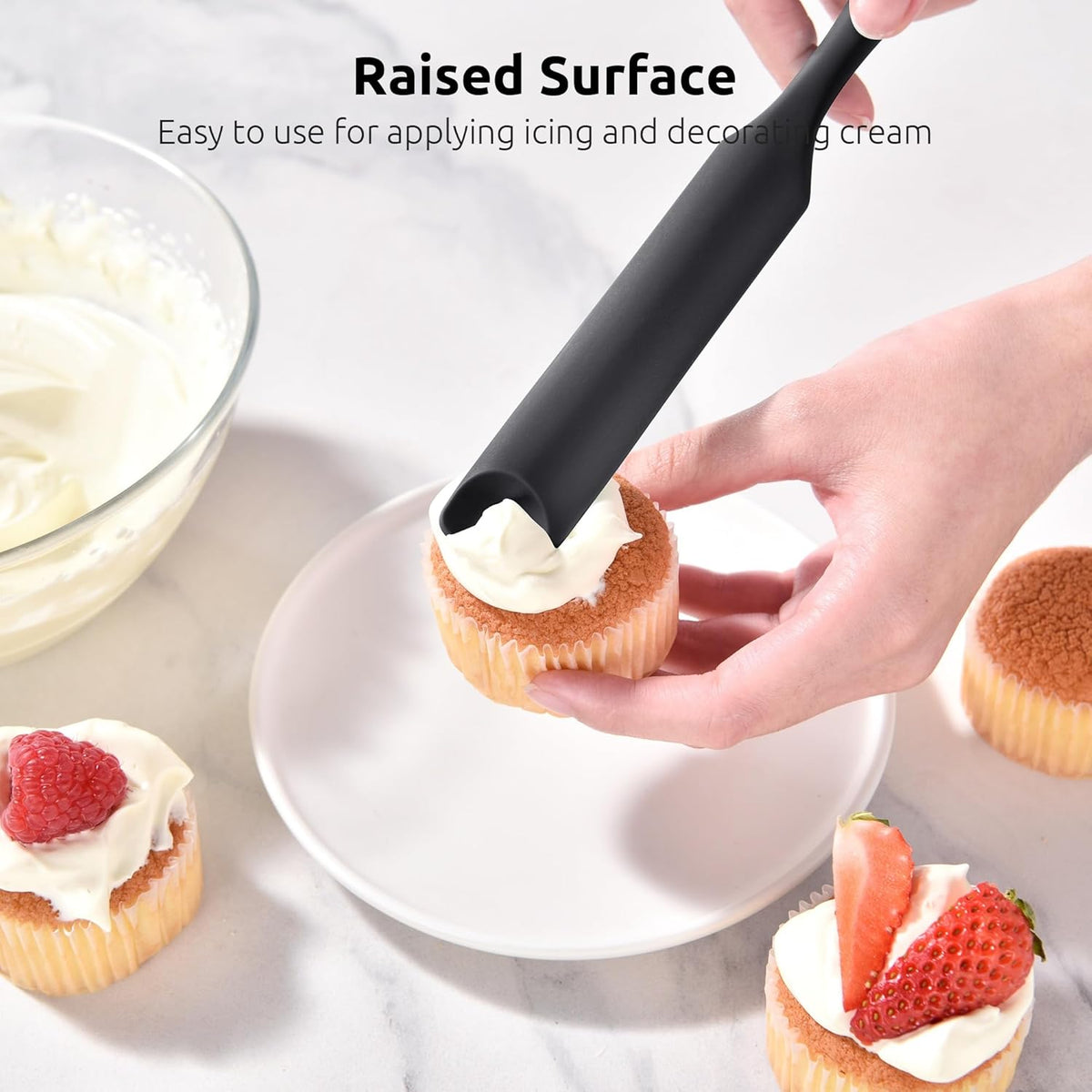 U-Taste Silicone Jar Scraper Spatula for Sourdough Starter: Long Skinny Food-Grade Jam Spreader, Sturdy Stirring Stick with Flexible Spoon Tip, Black