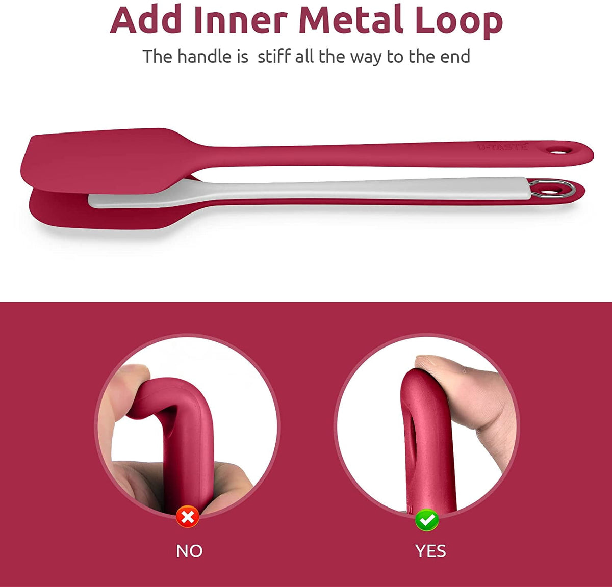 U-Taste 14in Extra Large Silicone Spatula, 600°F Heat Resistant Food Grade, Flexible Rubber Bowl Scraper for Kitchen Baking Cooking Mixing, Red