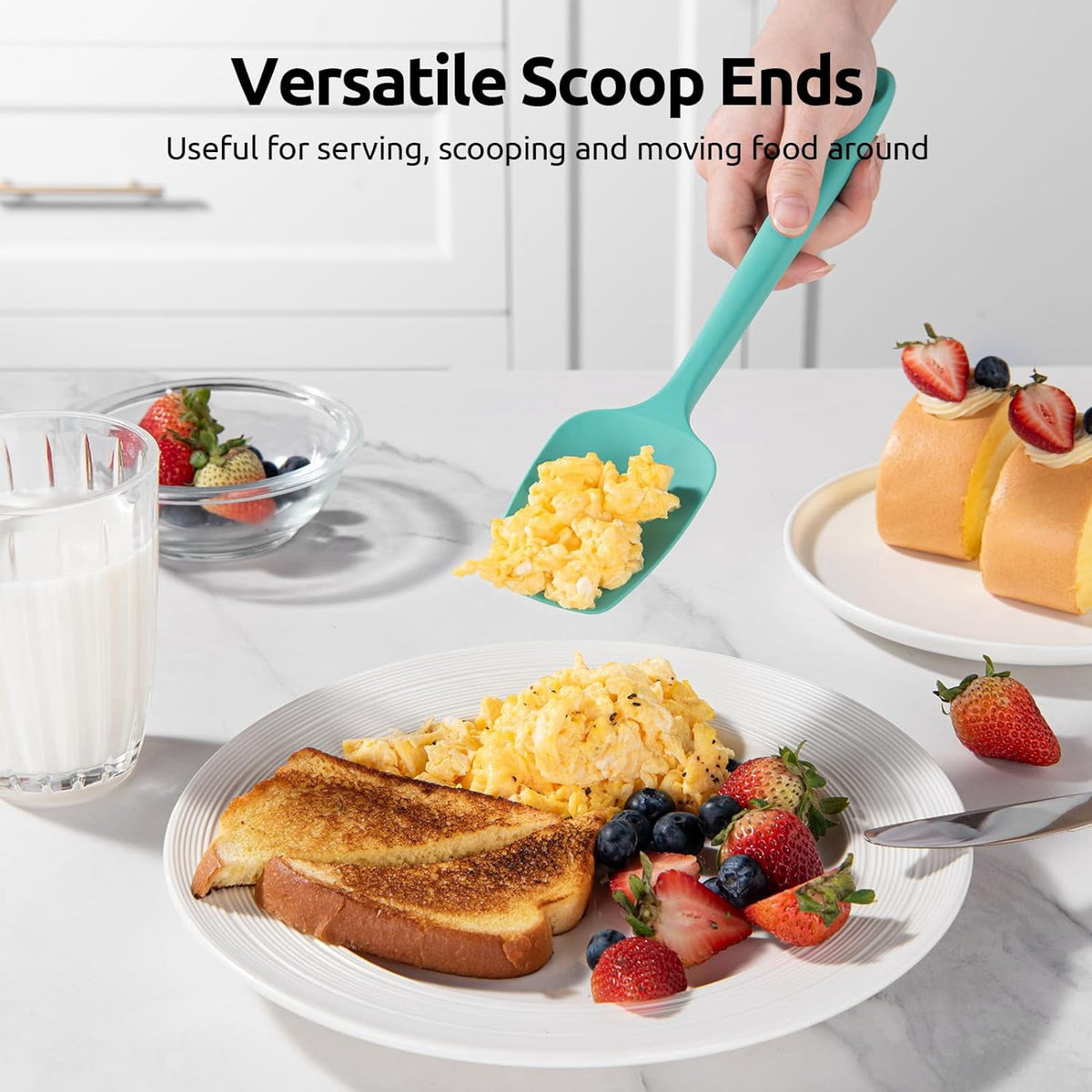 U-Taste Silicone Spatula Set of 3, 600°F High Heat Resistant Kitchen Cooking Utensils Baking Supplies, Food Grade Seamless Rubber Scraper, Multicolor