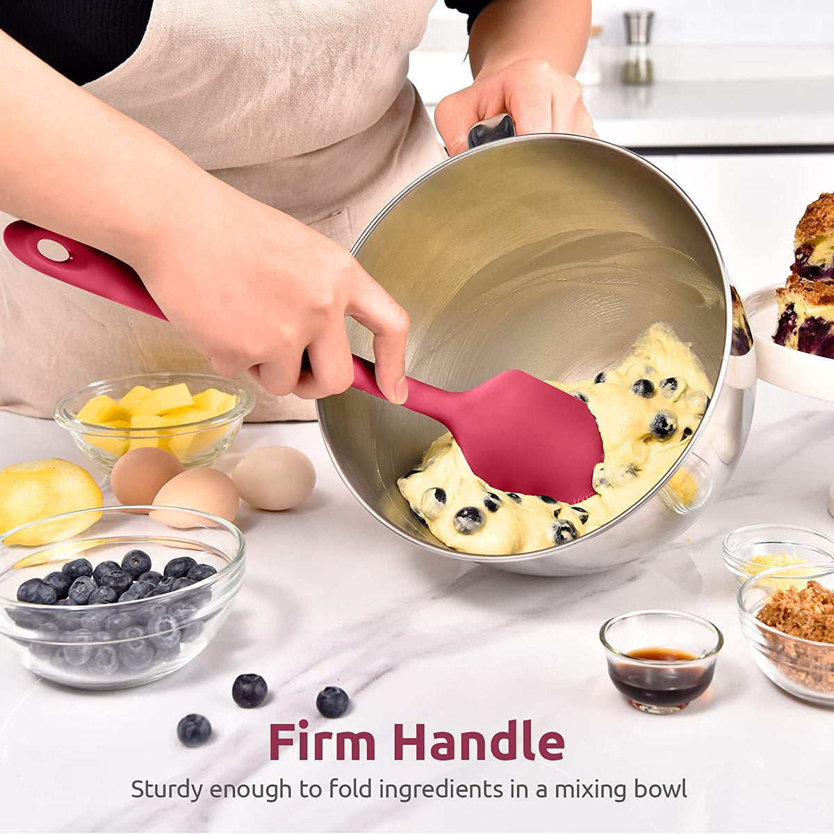 U-Taste 14in Extra Large Silicone Spatula, 600°F Heat Resistant Food Grade, Flexible Rubber Bowl Scraper for Kitchen Baking Cooking Mixing, Red